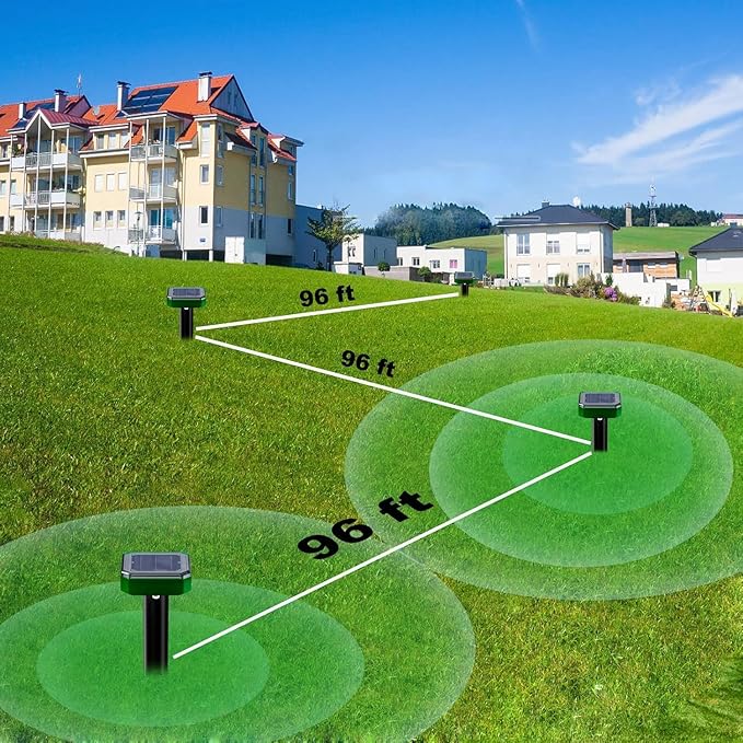 12 Pcs Tirgo Mole Repellent Solar Powered for Lawns Snake Repellent for Yard Gopher Groundhog Vole Repellent Trap Ultrasonic Outdoor Waterproof Chipmunk Rodent Burrowing Animals Deterrent Stake (12)