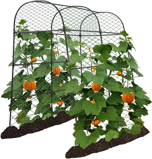 AlisisFores Garden Arch Trellis for Climbing Plants Outdoor 7.2 ft Height Large Tunnel Trellis Support for Vegetables Plant Cucumber Trellis for Garden Raised Bed, Black