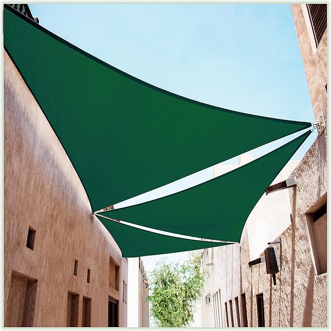 ColourTree CTAPRT16 Custom Size Order to Make 10' x 10' x 14.1' Green Right Triangle Sun Shade Sail Canopy Mesh Fabric UV Block UPF50 - Commercial Heavy Duty - 190 GSM - 3 Years Warranty