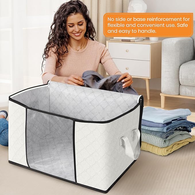 Fab totes 90L Clothes Storage, Foldable Thick Fabric Blanket Storage Bags