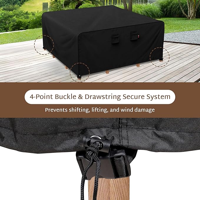 iBirdie Outdoor Patio Furniture Set Covers 110 x 110 inch Waterproof Weatherproof Square Cover, Heavy Duty 600D for Outside Dining Table and Chairs fit 9 x 9 ft, 108 x 108, 106 x 106 inch