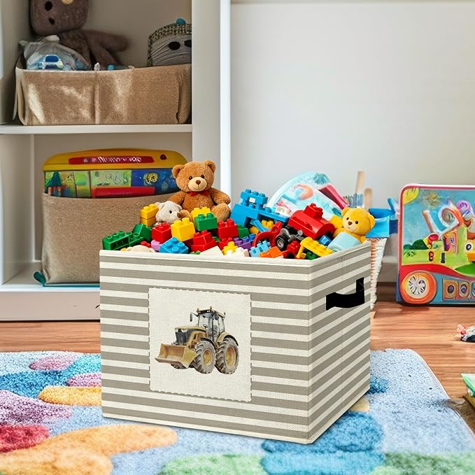 Rustic Construction Tractor Storage Bins Boxes Handles