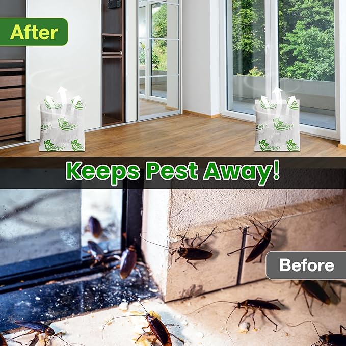 Pest Control Pouches, Insect and Mice Repellent Pouches, 10Pcs Peppermint Oil to Rat, Ant, Roach, Spider, Mosquito & Moth, Indoor Use