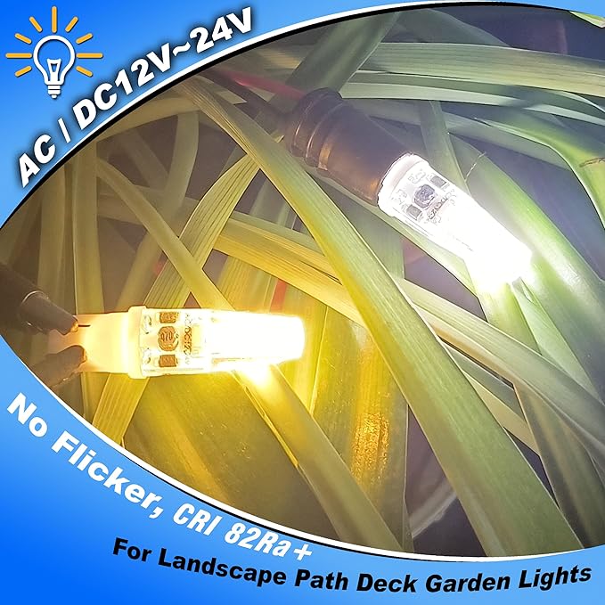 Heifymi T5 T10 Wedge Base Landscape Light Bulbs 3 Watt Replace 25W 30W Halogen 2700K Warm White 300lm 12V-24VAC/DC 921 194 LED Bulb for Landscape RV Camper Marine Boat Garden Pathway Lighting, 10 Pack