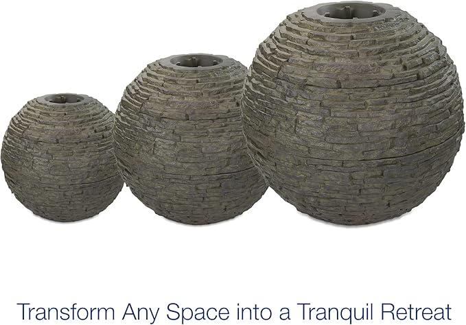 Aquascape Stacked Slate Sphere Fountain, 18 inch Dia (46 cm), 78358