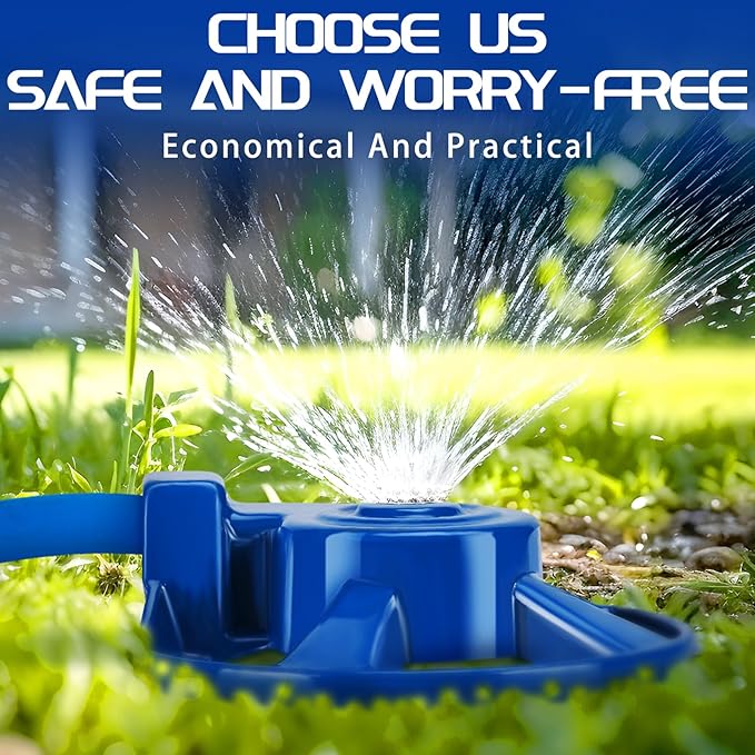 Domensi 2 Pack Cast Iron Lawn Sprinklers for Yard Heavy Duty Metal Garden Water Sprinkler American Threaded Joints for Lawn Garden Yard Irrigation System, Blue