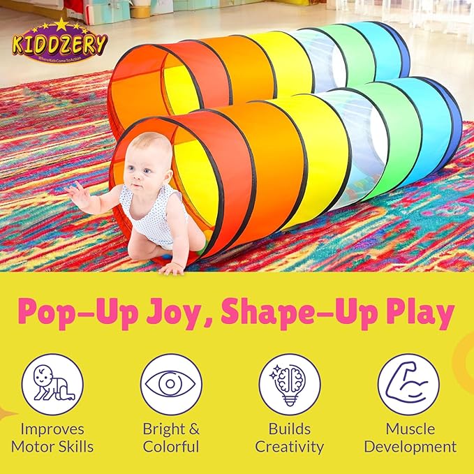 Kids Play Tunnel Set for Toddlers | Double Tunnels for Indoor and Outdoor Fun | Pop-Up Crawl Tunnels for Babies, Toddlers, and Pets | Easy to Set Up, Store, and Transport | Durable and Breathable