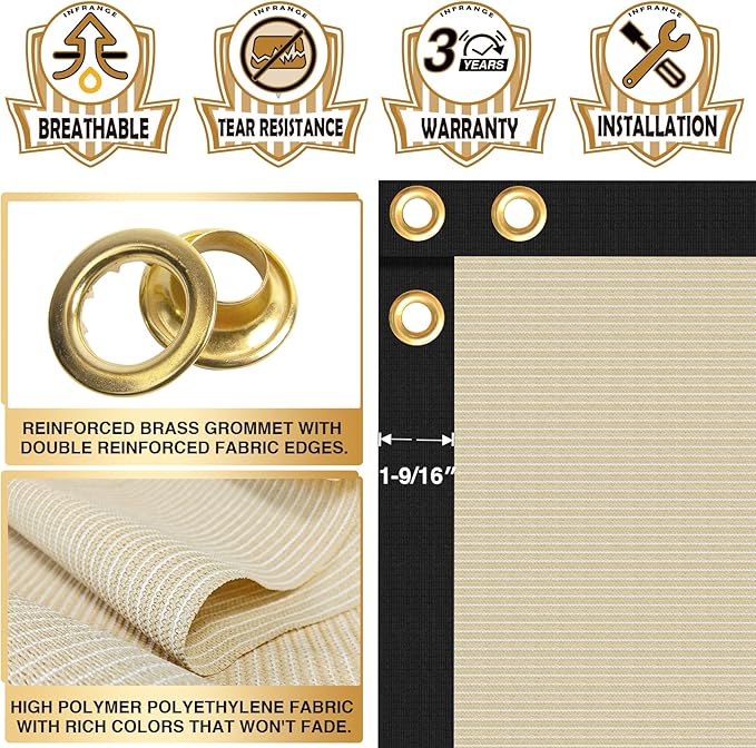 Privacy Fence Screen 5' x 1' Fencing Cover Heavy Duty Mesh Windscreen Cloth for Outdoor Garden Patio Backyard Chain Link Fence Beige
