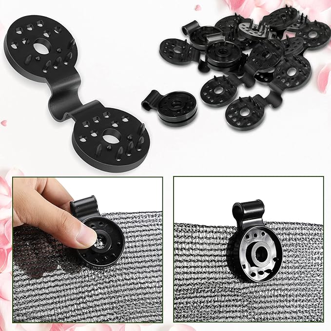 Maitys 40 Pieces Shade Cloth Plastic Clips Plastic Black Sunshade Clips for Greenhouse Outdoor Garden Anti Bird Netting Agricultural UV Resistant Fabric Accessories