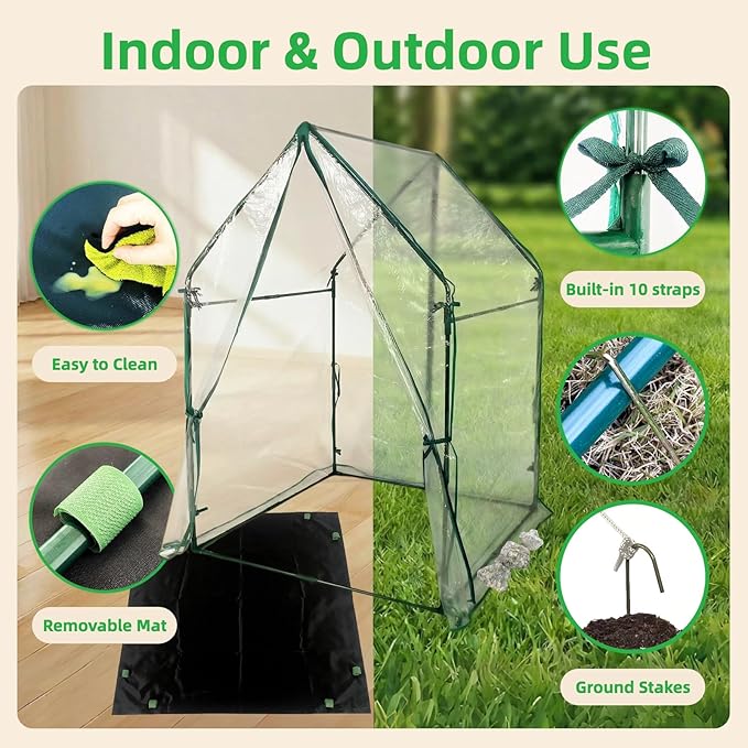 Portable Greenhouse for Outsides, 36x36x59 Inch Heavy Duty Green House Tent with PVC Cover, Garden Plant Protector with Zippered Door for Vegetables Flowers Fruits Herbs