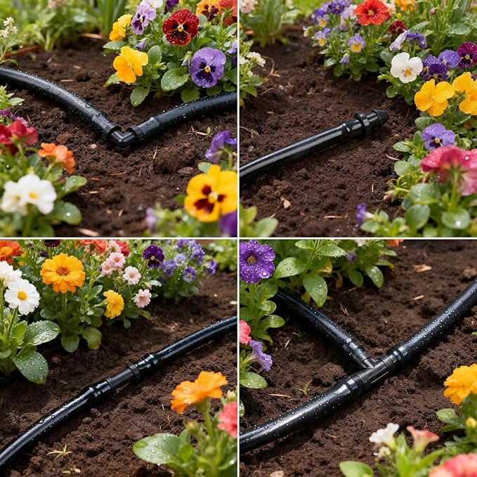 RedChili 160 Pack Drip Irrigation 1/4" Barbed Fittings Kit, Drip System Parts Double Barbed Connectors Includes Couplings Tees Elbows Plugs Fits 1/4-Inch Drip Tubing for Drip Line Connection