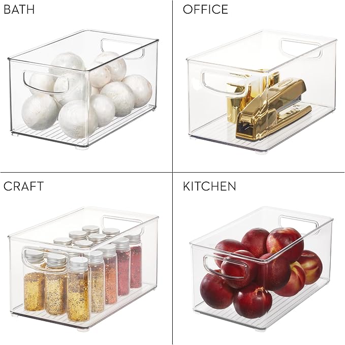 iDesign Stackable Clear Plastic Bin, 2-Pack