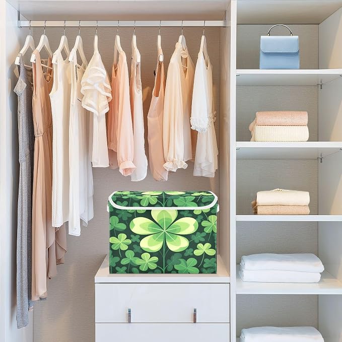 senya Large Storage Bins with Linen Patrick Collapsible Foldable Storage Cubes Fabric Closet Organizer Containers Box with Flip-Top Lid for Home Bedroom Office 16.7 x 12.6 x 11.8in