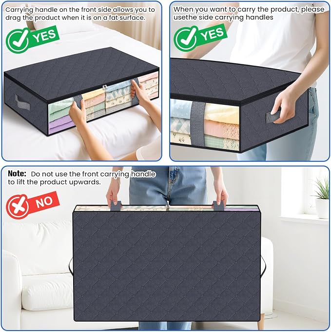 TasticTotes 6 Pack Under Bed Storage Containers, 75L Blanket Storage Bags