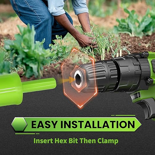 Green Garden Auger Drill Bit for Planting, 1.6"x16.5"&3.5"x16" Post Hole Digger & Bulb Planter Tool, Fits 3/8" Hex Drive Drill, for Seeds, Flowers
