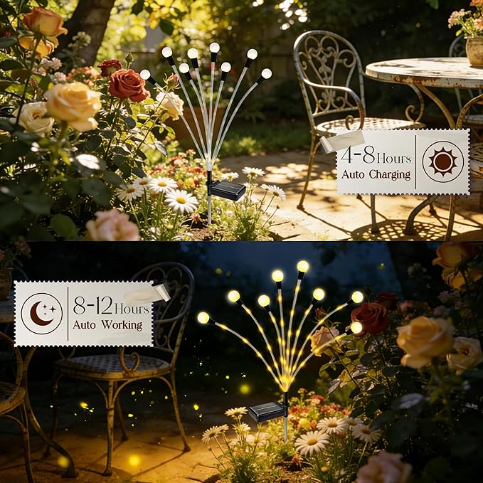 Solar Garden Lights Outdoor Decor(6pack,56LED) Upgraded Solar Swaying Light for Garden Decorative, Waterproof Firefly Light with Big Bulb, for Yard,Patio,Pathway,Party(Warm White)