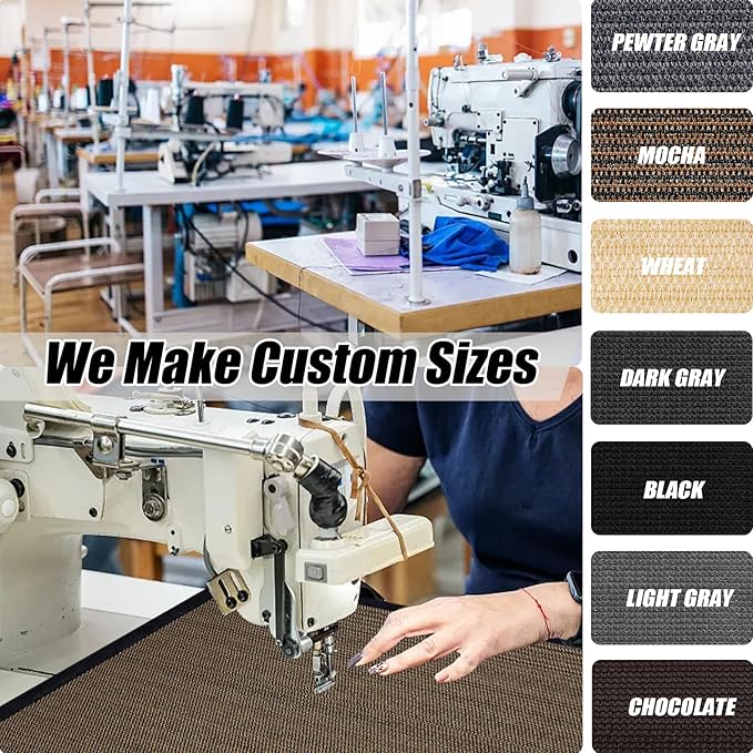 KANAGAWA 90% Sun Shade Cloth 10'X22' Custom Sizes Outdoor Porch Pergola Shade Cover Canopy with Grommets UV Block Privacy Screen for Patio Mocha
