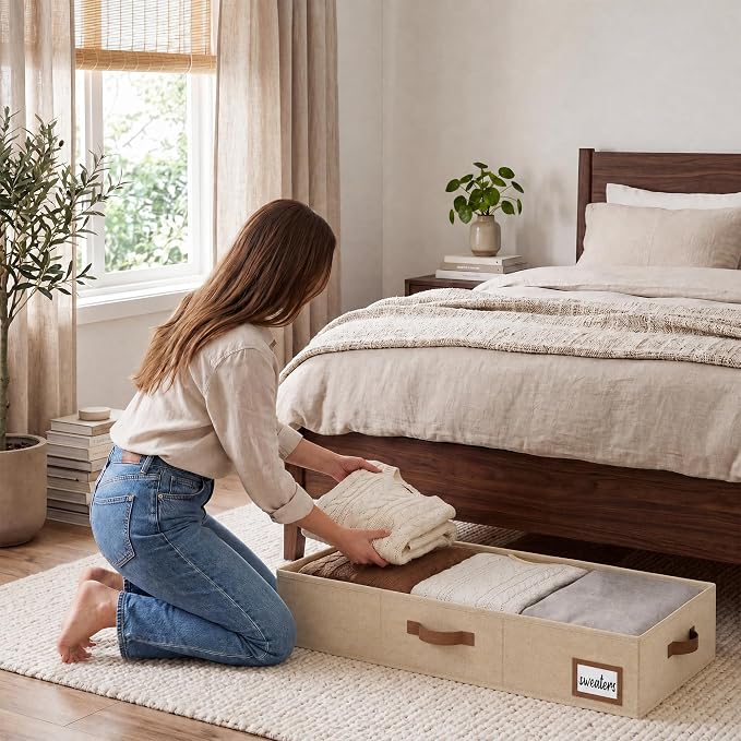 StorageWorks 6 Inch Low Profile Under Bed Storage Containers with Clear Lid