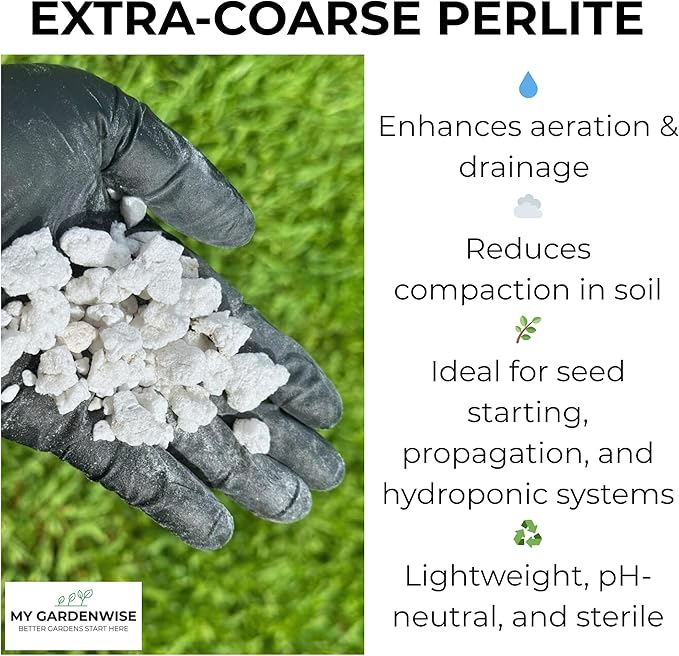 GARDENWISE Perlite for Plants, Extra Coarse Grade 4 Horticultural Perlite, Organic Perlite for Gardening Indoor & Outdoor, Made in USA (3 quarts)