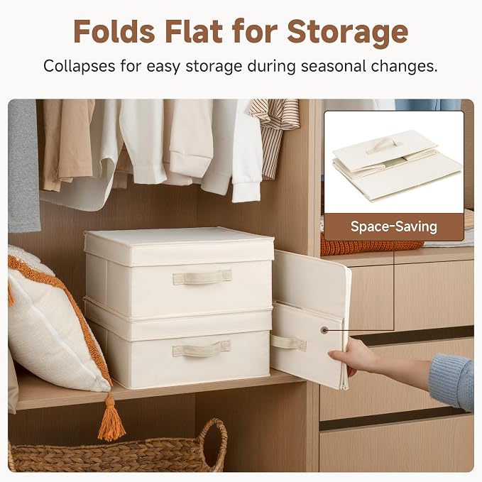 StorageWorks Storage Bins with Lids, Fabric Closet Storage Bins, Small