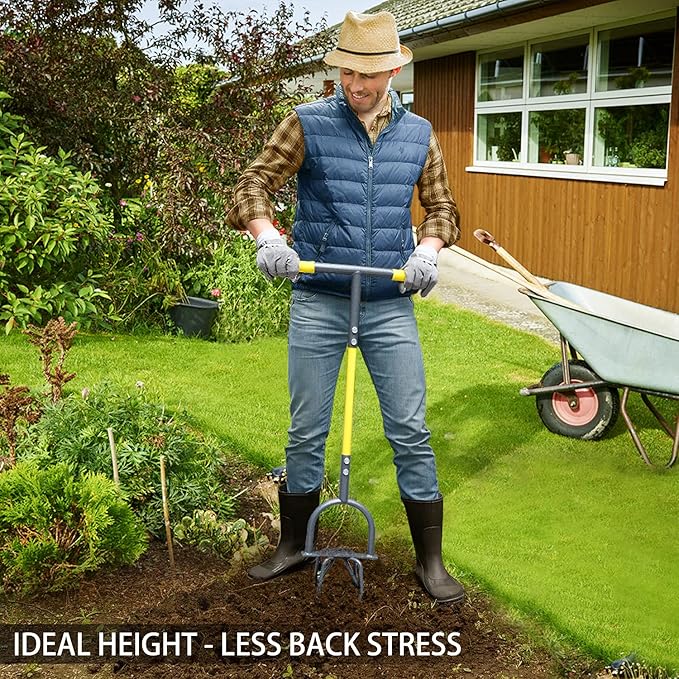 Jardineer Hand Tiller for Gardening, Manual Twist Tiller Cultivator, Heavy Duty Garden Claw, Soil Loosener & Lawn Aerator for Soil Mixing, Garden, Flower Box and Raised Bed