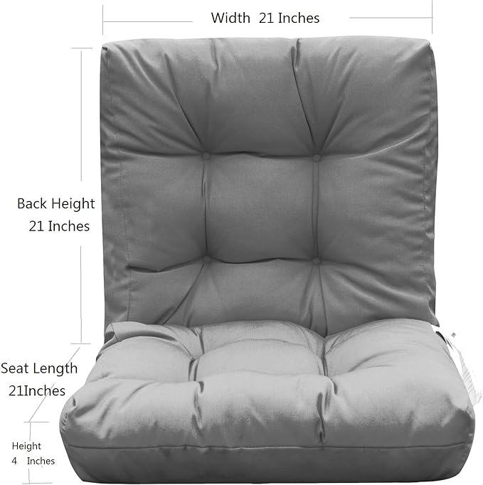 QILLOWAY Outdoor Chair Cushion for Patio Furniture, Waterproof Patio Cushions with Ties, Fade Resistant Replacement Pads for Outdoor Rocking Chairs,Grey