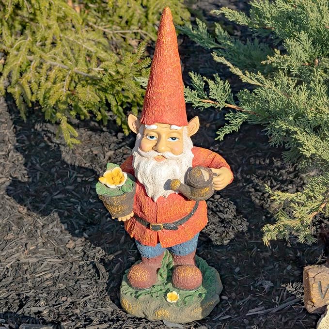 Zaer Ltd. Classic Spring Gnome Garden Statue in Assorted Styles (Gnome with Flower Pot)