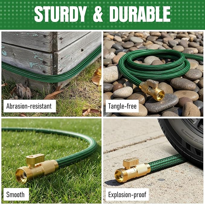 Garden Hose 75 ft x 3/4" NON-EXPANDABLE Water Hose, Flexible & Lightweight Kink Resistant Hybrid Hose, Leak-Proof Heavy Duty, Super Durable Fabric with 3/4" Solid Brass Connectorsaaa
