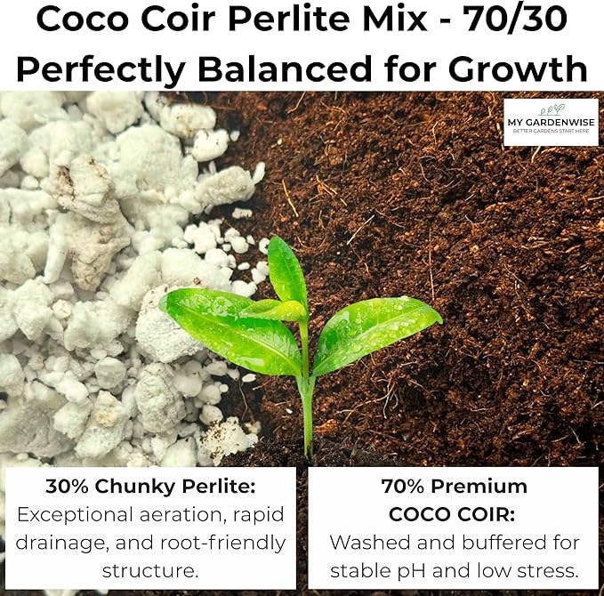 GARDENWISE Coco Perlite - Coco Coir Perlite Mix - 70/30 Growing Media - Hydroponic, Indoor & Outdoor, Grow Bags & House Plants (1 Quart)