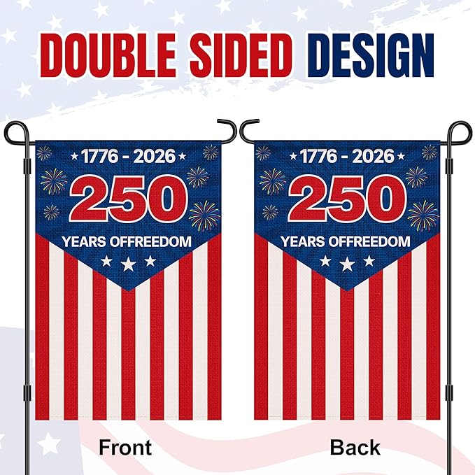 HOOSUN 12x18 Inch 250 Anniversary Usa Flag,250 Year American Anniversary Flag,Double-Sided 250th Usa Garden Flag,1776-2026 Commemorative Flag Patriotic 4th of July Decorations for Outdoor Yard Lawn
