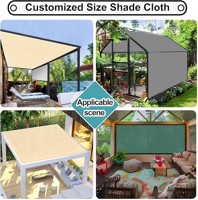Shade&Beyond 90% Sun Shade Cloth with Grommets, 10' X 14' Pergola Shade Cover Canopy, Mesh Tarp Sun Screens for Patio, Outdoor, Garden, Backyard, Green