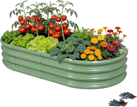 6×3×1 ft Light Green Metal Galvanized Raised Garden Bed, Easy Assembly Outdoor Garden Planter for Gardening Fruit, Vegetables, Flowers & Herbs