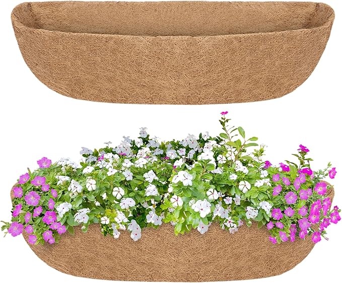 GreatBuddy 2 Pcs Coco Liners for Planters 30 Inch, Sturdy Window Box Liners, Perfect Planter Liners Replacement for The Old, 100% Natural, Easy to Straighten Out