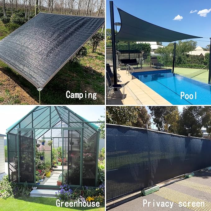 90% Black Shade Cloth, 8X8 Ft Garden Sun Shade Proof Cover, Outdoor Shade Netting with Grommets, UV Protection Breathable Sunshade Mesh Fabric for Patio, Greenhouse, Pergola, Potted Plant
