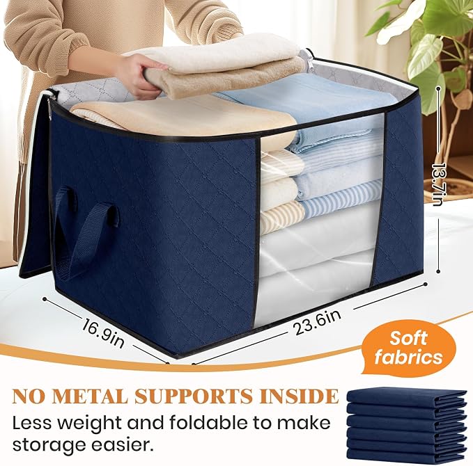 Fab totes 90L Clothes Storage, Foldable Thick Fabric Blanket Storage Bags