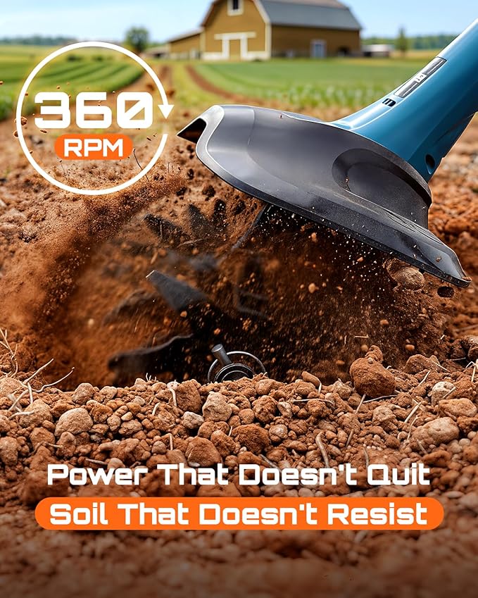 Cordless Tiller Cultivator for Gardening, 20V Electric Garden Rototillers with 2x4.0Ah Batteries, 9In Tilling Width,7In Depth, Adjustable Handle, Battery Powered Small Tiller for Soil/Cultivating/Lawn