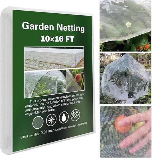 Garden Netting 10'x16', Protection Mesh Netting Plant Cover, Ultra Fine Barrier Nets for Row Covers Greenhouse Raised Bed, Vegetable Fruits Crop Screen Keep Animals Birds Away