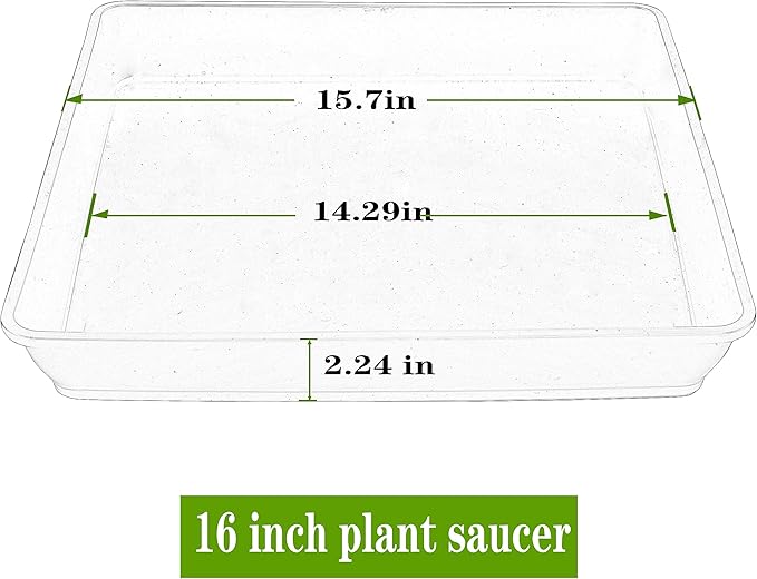 LWALRS Square Plant Saucer 16 Inch 2 Pack, Duty Plastic Plant Saucer, Heavy Duty Plant Pot Saucers, Garden Large Deep Plant Trays for Pots, Planters for Indoors and Outdoors Plants.