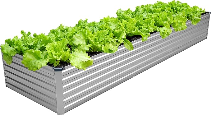 DIIYIV 12x2x1.5FT Galvanized Raised Garden Bed,Vegetable Boxes-Rectangle Metal Flower Box,Large Planter Raised Beds Outdoor Garden for Planting,Fruit,Herb-Silver