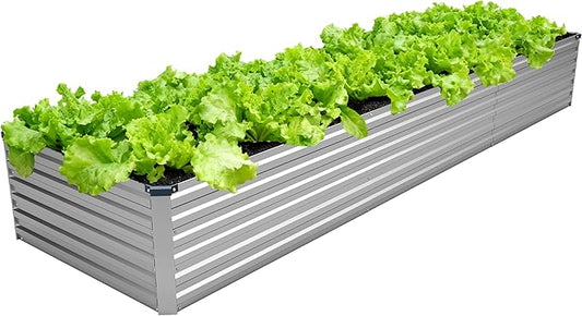 DIIYIV 12x2x1.5FT Galvanized Raised Garden Bed,Vegetable Boxes-Rectangle Metal Flower Box,Large Planter Raised Beds Outdoor Garden for Planting,Fruit,Herb-Silver