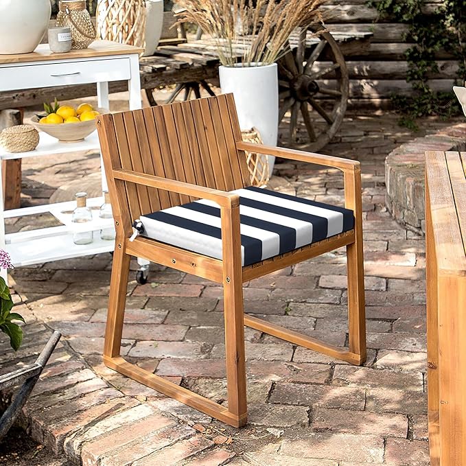LVTXIII Outdoor Chair Cushions 18.5"x16"x2" Pack of 2, Water-Repellent Square Corner Memory Foam Seat Cushions with Ties for Garden Patio Furniture, Cabana Navy