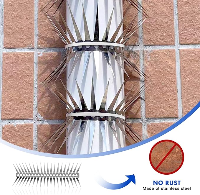 Bird Spikes - Stainless Steel Fence Spikes for Pigeons, Raccoons, Snakes - Deterrent Defender (20inch)