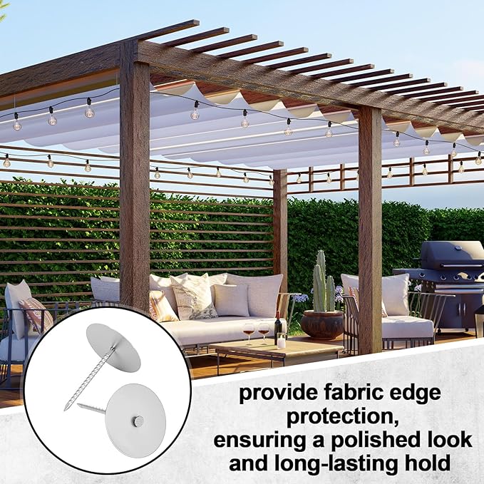 Flutesan 100 PCS Shade Cloth Fasteners Shade Cloth Clips for Wood Pergola Sun Screen Fabric Accessories Heavy Duty Fixing Secure with Washers Windproof Placement Netting Garden to Sunshade