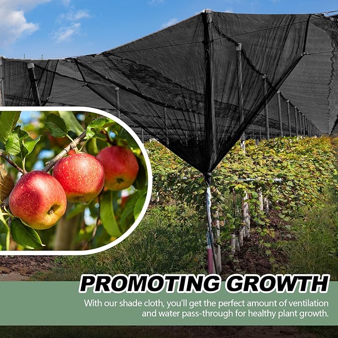 6 x 150 ft Shade Cloth Black Shade Cloth Roll for Covering Garden 70% Mesh UV Resistant Net with Ties for Patio Outdoor Greenhouse Fence Flower Plant Cover Canopy