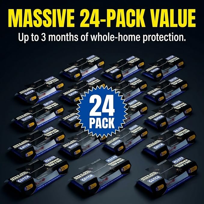 GATCH Roach Traps Indoor (24 Pack), Sticky Baited Cockroach Traps, Roach Killer Indoor Infestation, Adhesvie Glue Traps for Roaches, Insects, Home Bug Ant Spider Cricket, Child & Pet Friendly