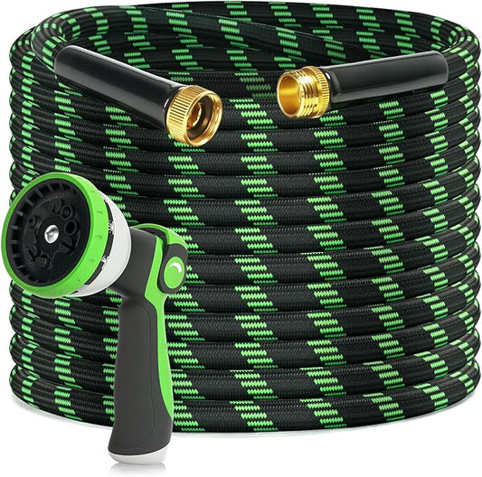 Garden Hose 100ft Flexible Non-Expandable Water Hose Ultra Lightweight Kink-Free Leak-Proof Durable & Abrasion-Resistant with 3/4" Brass Fittings for Patio Yard RV and Outdoor Use