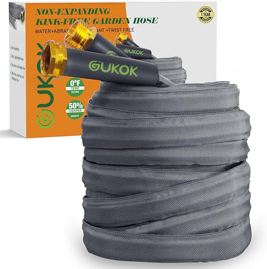 Garden Hose 50 FT, Non-Expanding Water Hose, Ultra-Light & Flexible, Burst-Resistant, Kink-Free, High-Pressure Garden Hose All-Weather Use for Lawns, Gardens, and Outdoor Cleaning