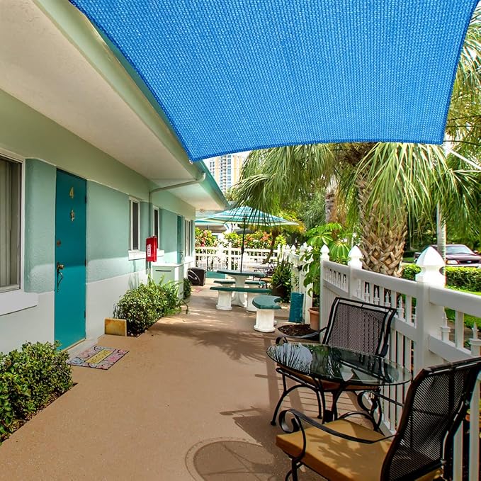 Eden's Decor Straight Flat-Edged Sun Shade Sail Rectangular 5' x 11' Blue UV-Blocking Outdoor Canopy Fabric Cloth Awning for Pergola Patio Garden Backyard Custom Size
