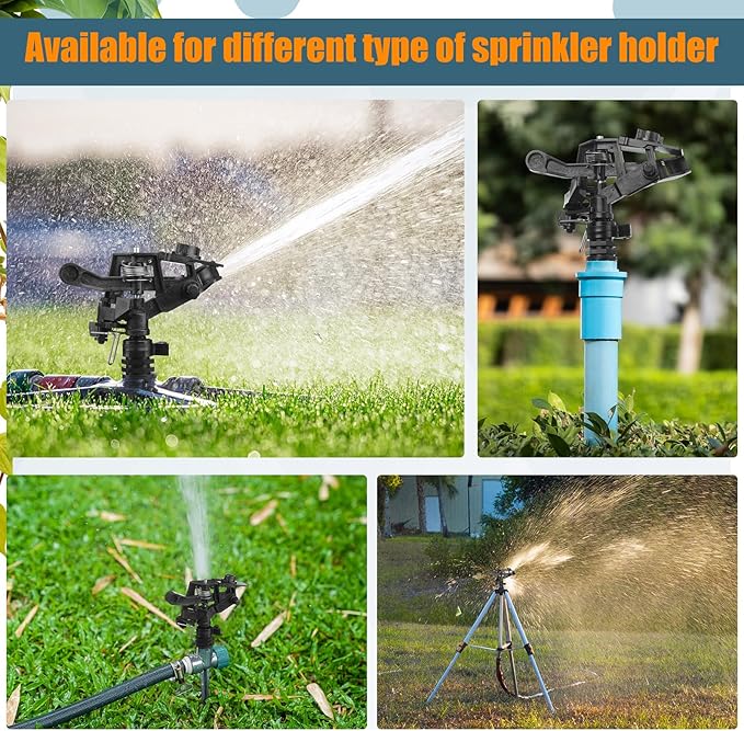 Honoson 1/2 Inch Plastic Impact Sprinklers Heads Adjustable 0-360 Degree Pulsating Oscillating Watering Sprinkler Head for Garden Law Grass Yard Irrigation Supplies(4 Pcs,Black)
