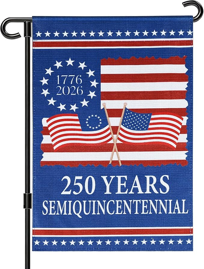 250 Anniversary USA Flag - 4th of July Decorations - 28x40 Inch Patriotic Garden Flag, Double Sided American Flag for Independence Day 1776-2026 250th USA Birthday Yard Porch Lawn Outdoor Decor
